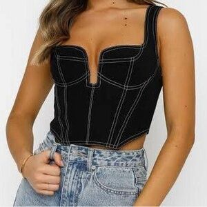 White Fox Boutique Black Fitted Bustier Bodysuit